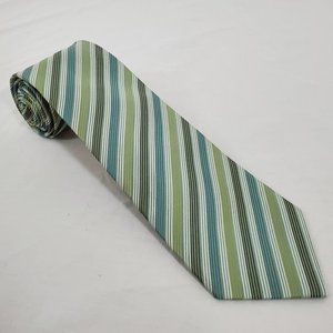 Concepts by Claiborne Silk Necktie Blue Green Brown Diagonal Pattern Designer